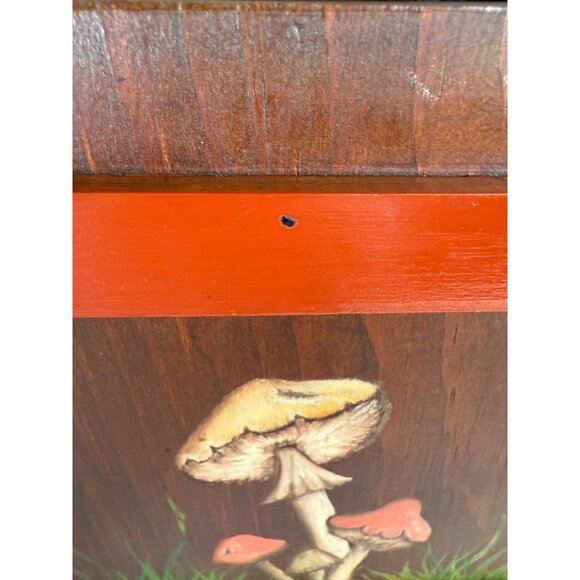 Retro Kitchen Wooden Box Mushroom Apple Rustic 70s Style Hand Painted Storage - Picture 13 of 16